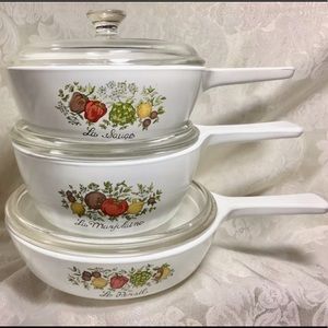6 Piece Corning Ware Spice Of Life 3 Pans 3 lids